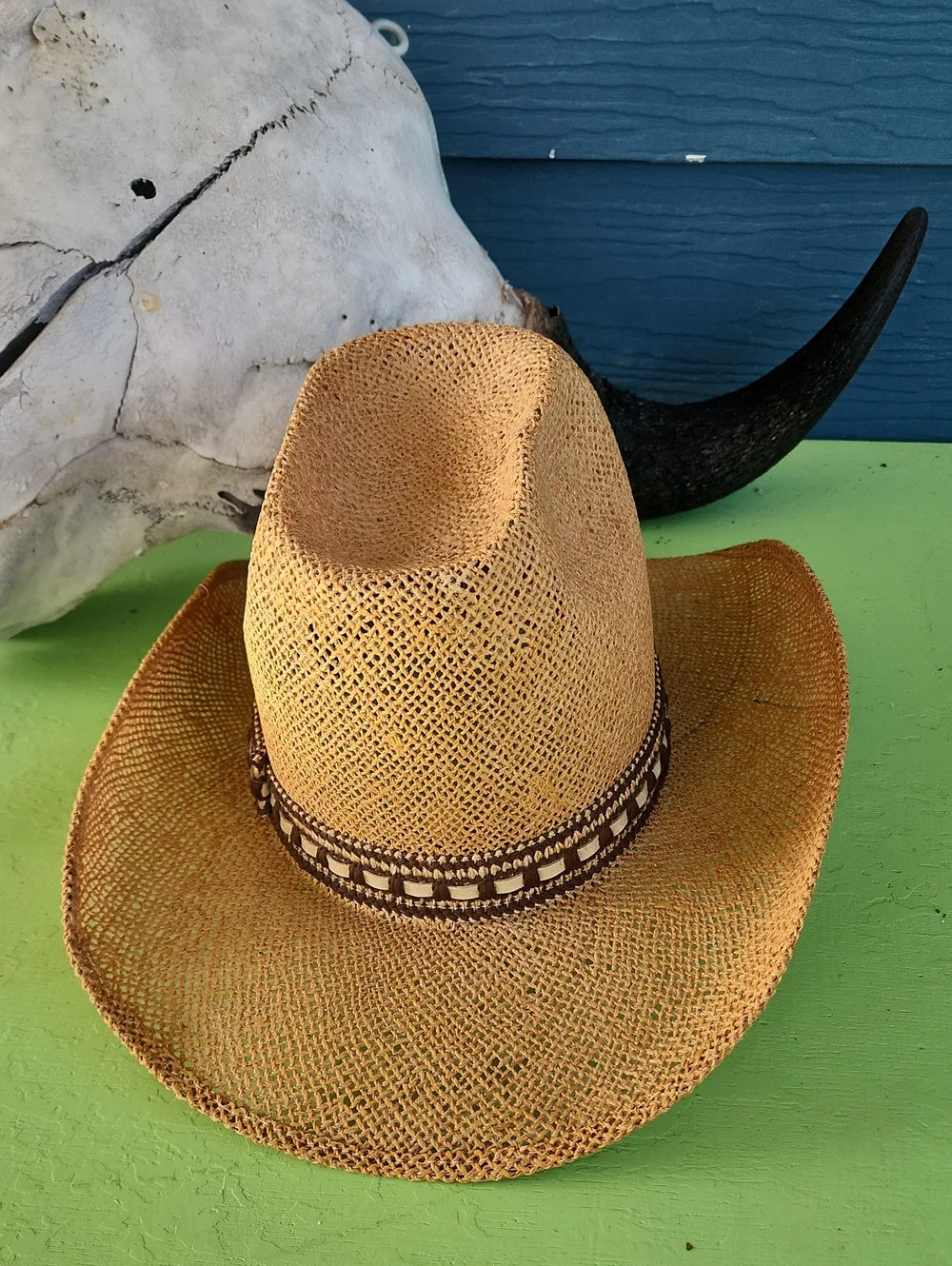 Vintage Bailey New West U-Rollit Straw Cowboy Hat Western Size 7 1/4